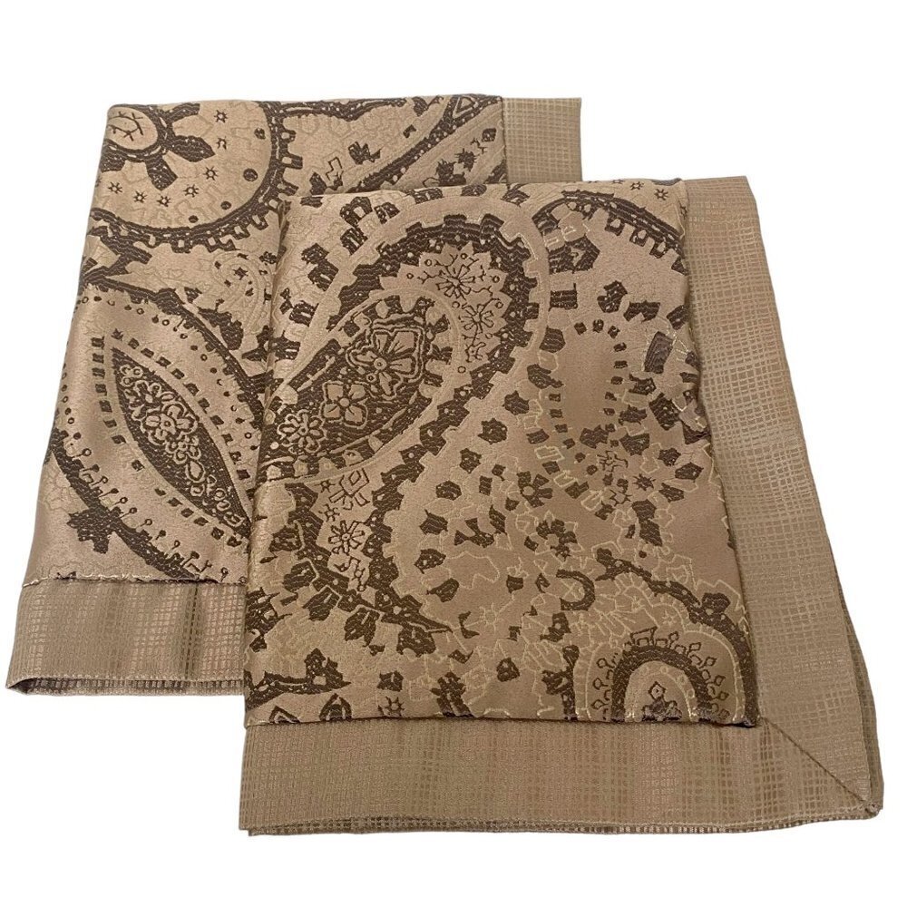 MARTHA STEWART Pillow Shams Set of 2 Standard Size Beige Paisley Pillowcases